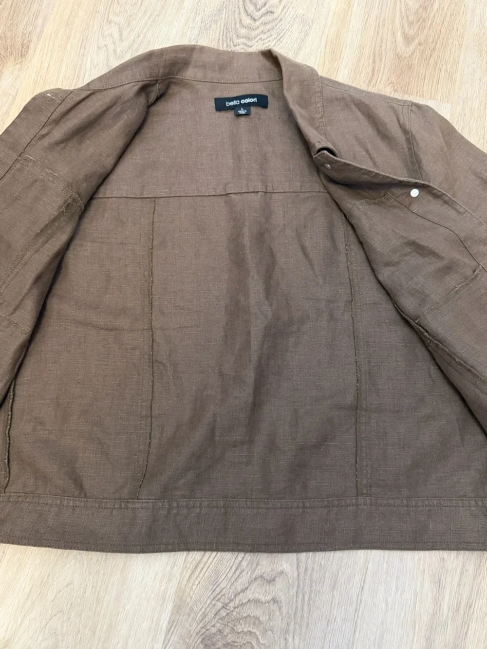 Bella Colori Brown Button-front Linen Jacket